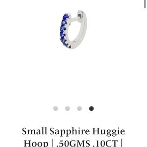 Pair of Porter Lyons 14K Solid White Gold and Sapphire Huggie hoops